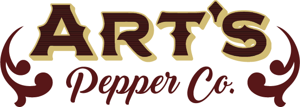 Art's Pepper Company logo with florets framing the logo. Flavor before the Heat. Burn Me Hot Sauce. Mango Papaya